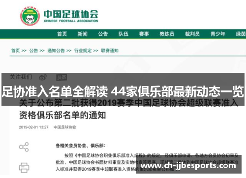 足协准入名单全解读 44家俱乐部最新动态一览 足协准入名单全解读 44家俱乐部最新动态一览